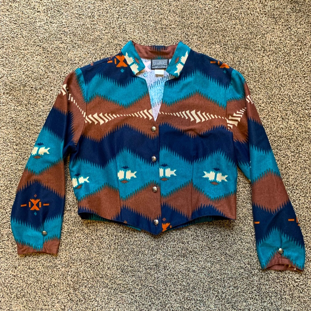 Women’s vintage Roughrider western Aztec Navajo southwestern long sleeve Large